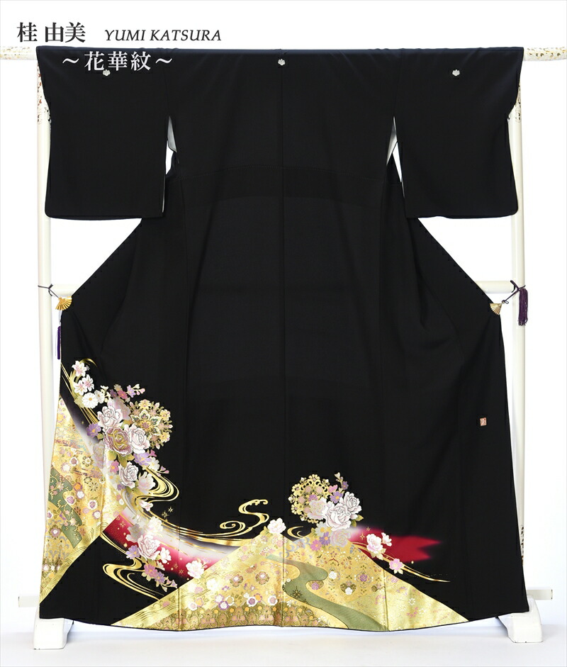 【レンタル】 桂由美 YUMI KATSURA 留袖 レンタル 留袖レンタル 黒留袖 フルセット 着物レンタル レンタル着物 結婚式 江戸妻 花華紋 母親 149cm～170cm位まで 8AA147 足袋プレゼント 留め袖 レンタル