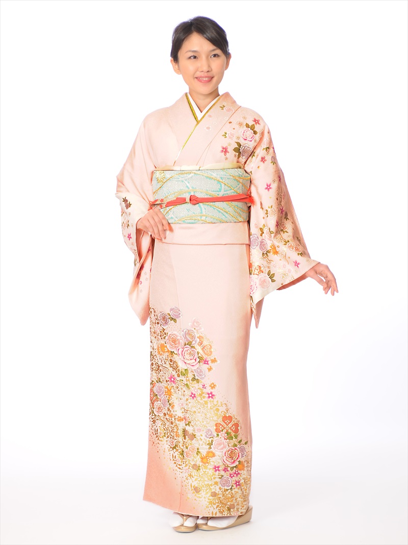 【レンタル】訪問着 レンタル フルセット8AD204 レンタル訪問着 レンタル 訪問着 正絹 150ｃｍ～170ｃｍ位まで 足袋プレゼント 往復送料無料