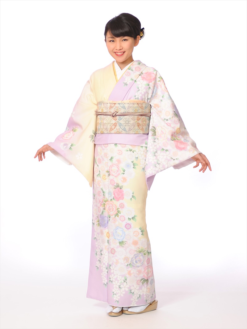 訪問着 レンタル レンタルフルセット8AD223 レンタル訪問着 若向き 合繊プレタ 染分け 桜花紋 149cm～168cm位まで 足袋プレゼント