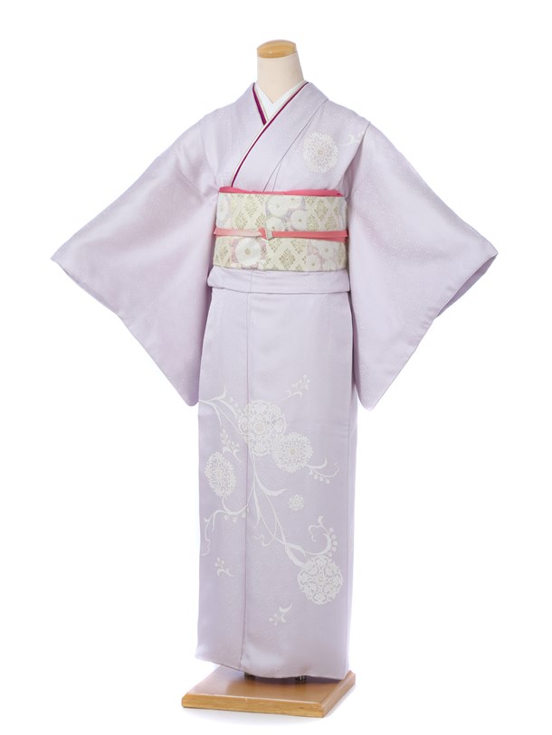 【レンタル】 訪問着 レンタル 着物レンタル レンタル着物 訪問着レンタル 正絹訪問着 フルセット レンタル訪問着 ホウモンギ ほうもんぎ 正絹 紫 上品な白上げ友禅 鏡紋 149cm～170cm位まで 8AD384