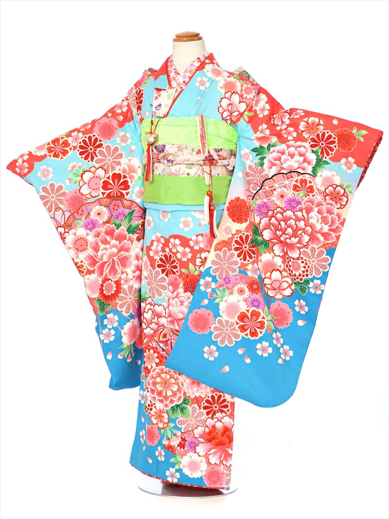 【賃借】七五三賃借 七歳御嬢さん七五三AP7097 うしろ帯七五三 賃借七五三  753賃借  告げ知らせる会  赤ちゃん御召しもの  七五三 ７歳  七歳  7歳うしろ帯  水色  雲取り名取り草菊手毬   往復貨物輸送無料