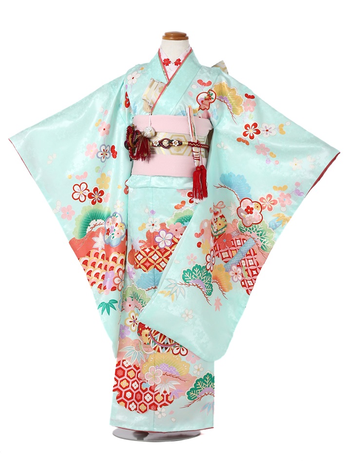【賃借】七五三賃借 お召しもの 花うさぎ 七歳御嬢さん七五三 AP7167 ブランド名お召しもの 御姉さん七五三 賃借七五三 753賃借 筋の通った名文柄 水色 れんたる ７歳 七歳 7歳御姉さん 往復貨物輸送無料