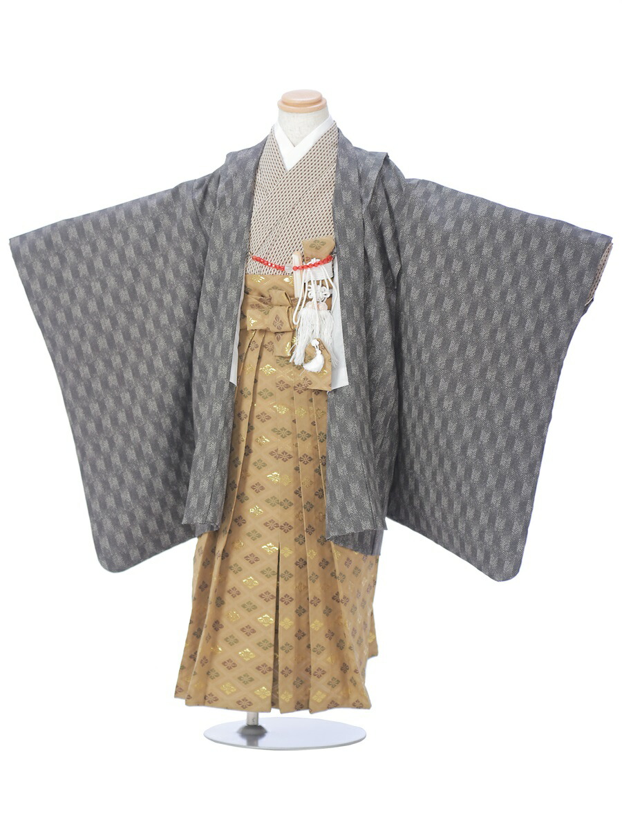【レンタル】七五三レンタル 5歳男児七五三AO5021/簡単着付け/七五三着物/レンタル七五三/753レンタル/袴セット/七五三/5歳/五歳/羽織袴/撮影用衣裳/5歳男の子/5才/男児着物/グレー/金袴/往復送料無料/