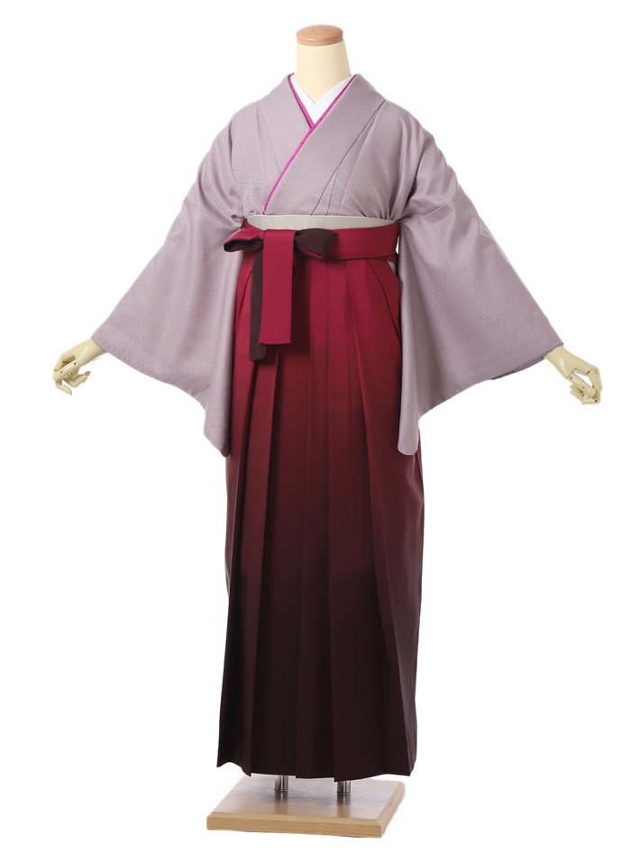【レンタル】卒業式 袴 レンタル フルセット 先生向き(DK222)卒業袴 大人 女 袴セット 着物レンタル ハカマ はかま rental 紫 エンジぼかし袴 色無地 着物 フルセット レンタル着物 対応身長158～163cm 足袋プレゼント 往復送料無料