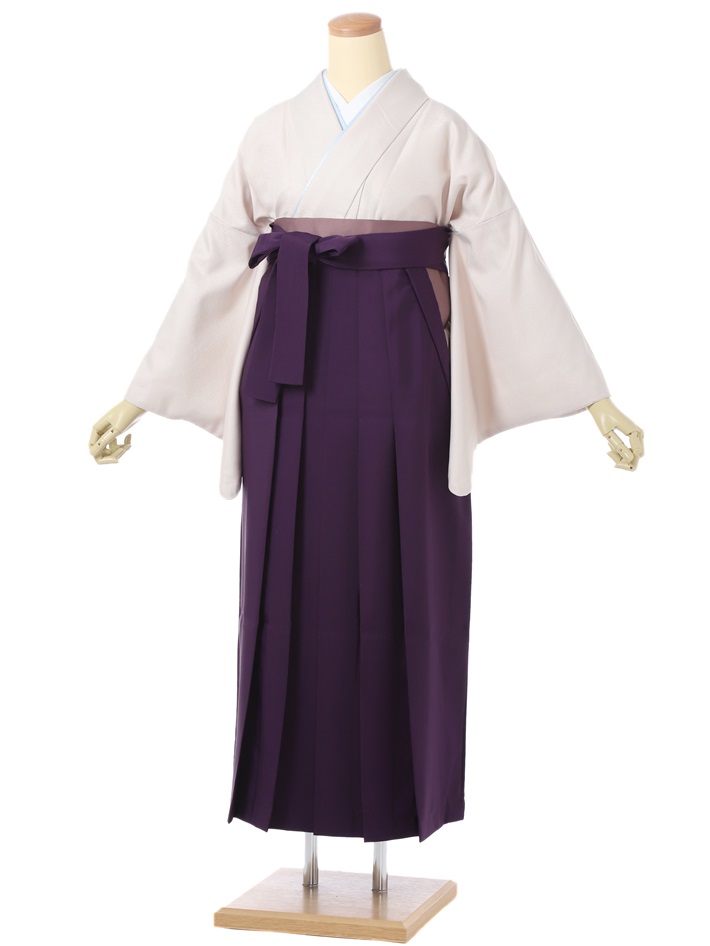 【レンタル】卒業式 袴 レンタル フルセット 先生向き(DK223)卒業袴 大人 女 袴レンタル 着物レンタル ハカマ はかま rental アイボリー 紫袴 色無地 着物 フルセット レンタル着物 対応身長153～158cm 足袋プレゼント 往復送料無料