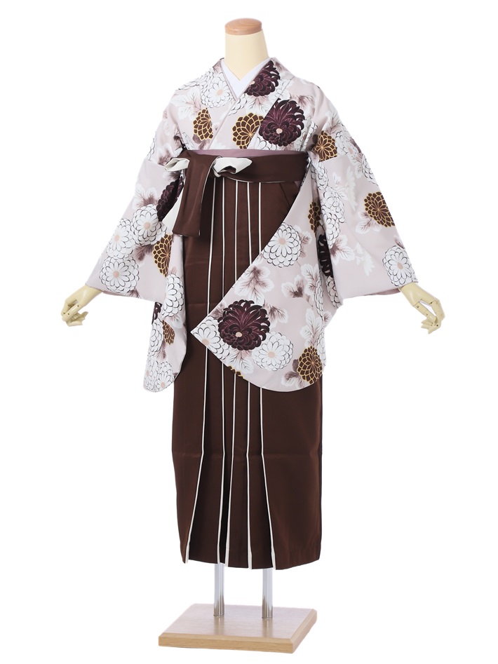 【レンタル】 卒業式 袴 レンタル セット(AG257)大人 女 レディース 袴セット 着物レンタル ハカマ はかま rental 百華小紋くすみ 茶袴 二尺袖 着物 フルセット レンタル 対応身長153~158cm 足袋プレゼント 往復送料無料
