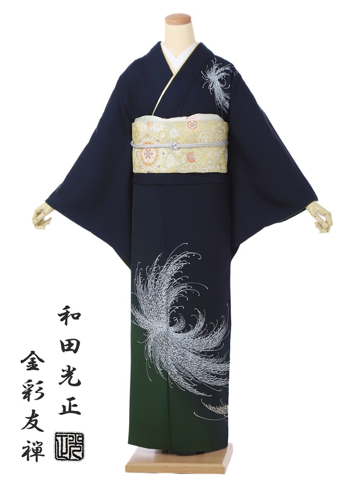 bou 美品 金彩友禅 和田光正 着物 正絹 仕付け糸付 訪問着 5524 bou様専用 美品 金彩友禅 和田光正 着物 正絹 仕付け糸付 訪問着
