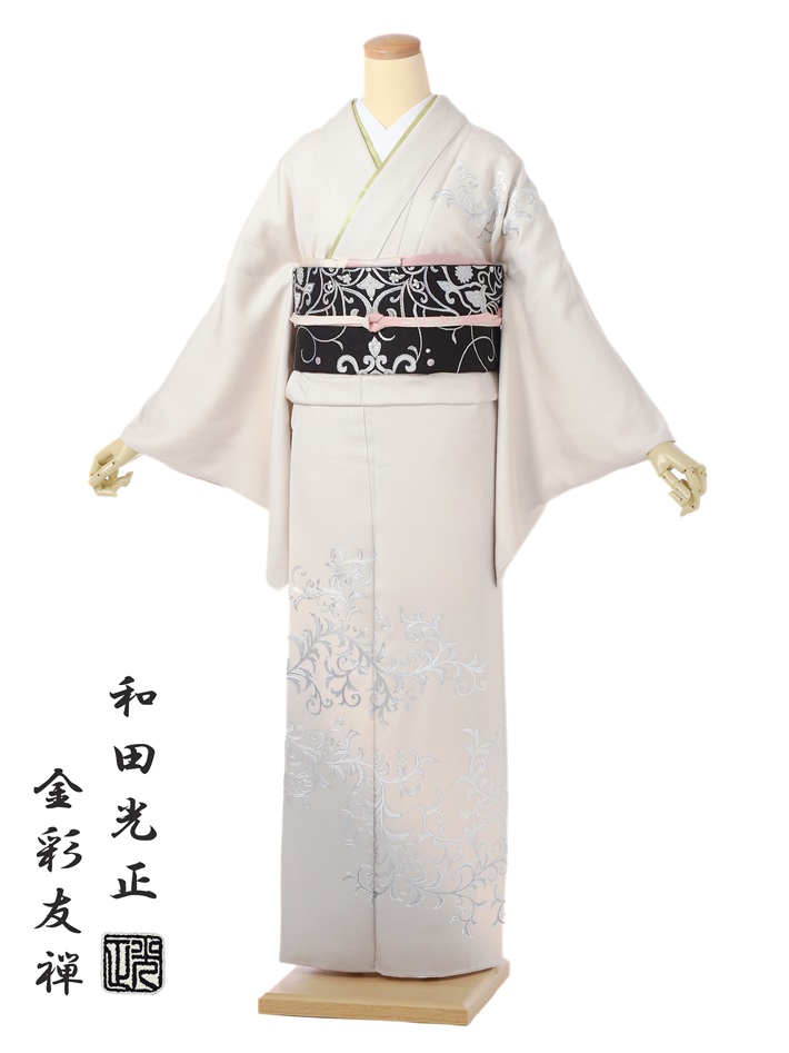 bou 美品 金彩友禅 和田光正 着物 正絹 仕付け糸付 訪問着 5524 bou様専用 美品 金彩友禅 和田光正 着物 正絹 仕付け糸付 訪問着