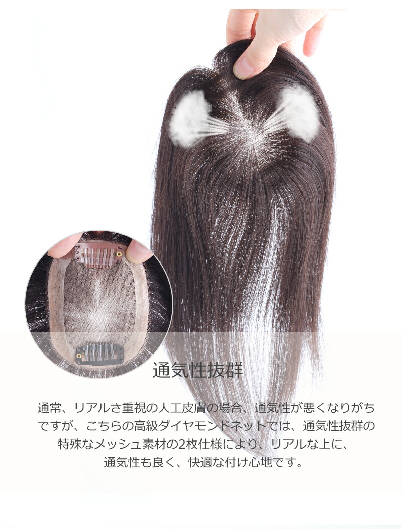 人毛部分ウィッグの通気性画像_BHAD710