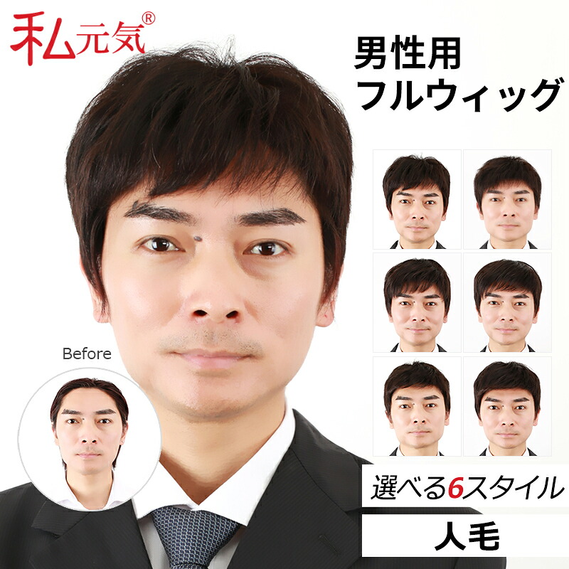メンズウィッグ 人毛 フルウィッグ 成人男性用 メンズ 白髪 薄毛 円形脱毛症 頭頂部 増毛 かつら 黒いこと 私甲斐甲斐しい GM
