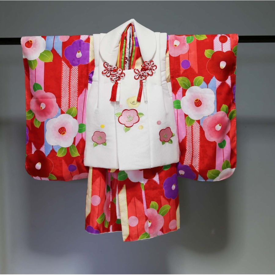 花ひめ七五三 被布セット 三歳用 三ッ身 椿5|今川屋呉服店