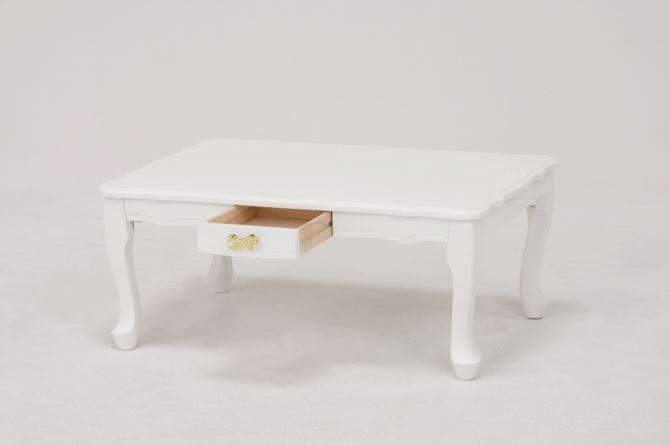 捧呈 決算SALE_9 1まで FEMININE WOOD FURNITURE フェミニンウッドファニチャー 折れ脚テーブル ホワイト  2101704600 アンティーク調 輸入家具 リビング 収納 白 木製 姫系 リボンの取っ手 かわいい おしゃれ フレンチカントリー fucoa.cl