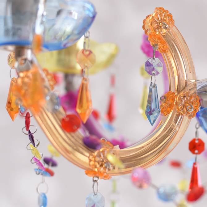 シャンデリア LED電球付き 5灯 カラフル 簡単取り付け シーリング付き