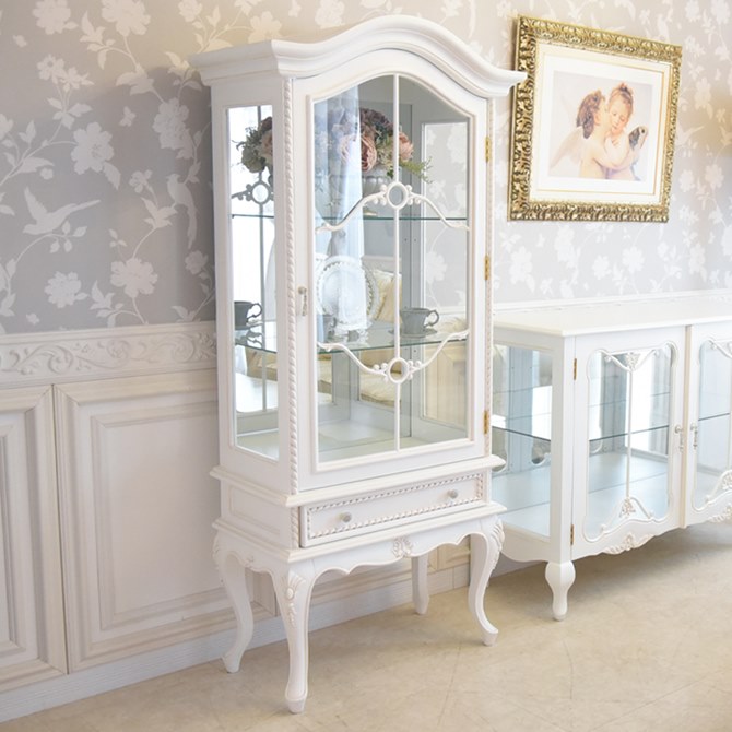 【新品】ヴィオレッタシリーズ　ガラスキャビネット　アンティーク風　アウトレット 送料無料】ヴィオレッタシリーズ ガラスキャビネット（アンティーク