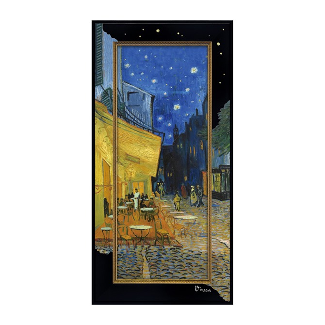 【決算★クーポンで1,210円OFF】 名画 額 絵画 額縁 ビッグアート ゴッホ 「 夜のカフェテラス 」 名画Lシリーズ