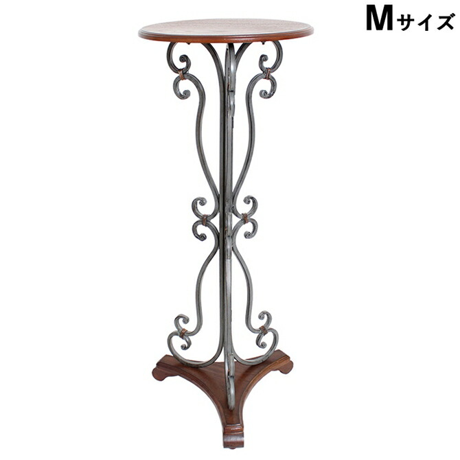 【決算★クーポンで2,090円OFF】 テーブル 丸テーブル 33cm サイド テーブル 花台 カフェテーブル丸 木製天板 アイアンフレーム アンティーク テーブル アンティークサイドテーブル M イタリアン テーブル 輸入家具テーブル