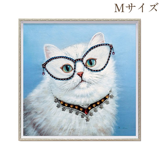 《9％OFFクーポン！5/3まで》 絵画 ハンドペイント アートパネル キャンバス 猫 オイル ペイント アート 幅63cm プレシャスキャット オシャレ クラシカル モダン
