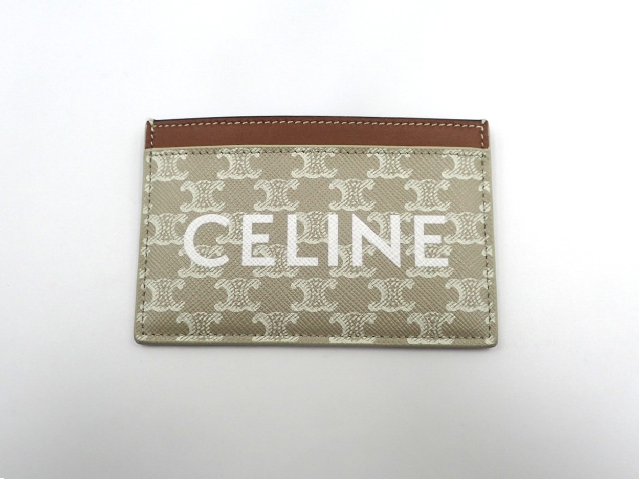セリーヌ　CELINE ＆カードケース　 トリオンフ　シルバー CELINE (セリーヌ) トリオンフ カーフスキン カードケース