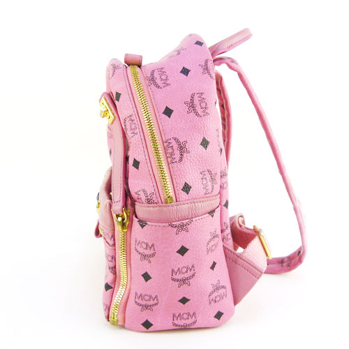 Mcm エムシーエム 美品 Mmk 4sve80 スタッズ バックパック リュック ポシェット ショルダーバッグ 総ロゴ柄 ピンク 中古 Onpointchiro Com