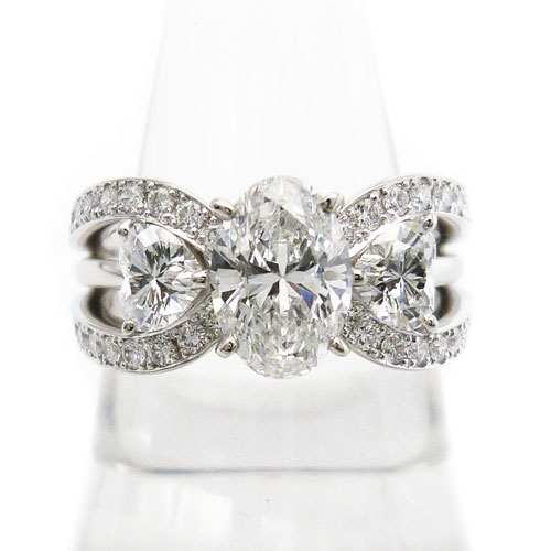 中央宝石研究所 鑑定書付 超美品 Pt950 ダイヤ リング 9号 ダイヤ 1 021ct 0 281ct 0 272ct 極上 ハイジュエリー ハートブリリアントカット グレード付ダイヤ 中古 Bilalshahrour Fr