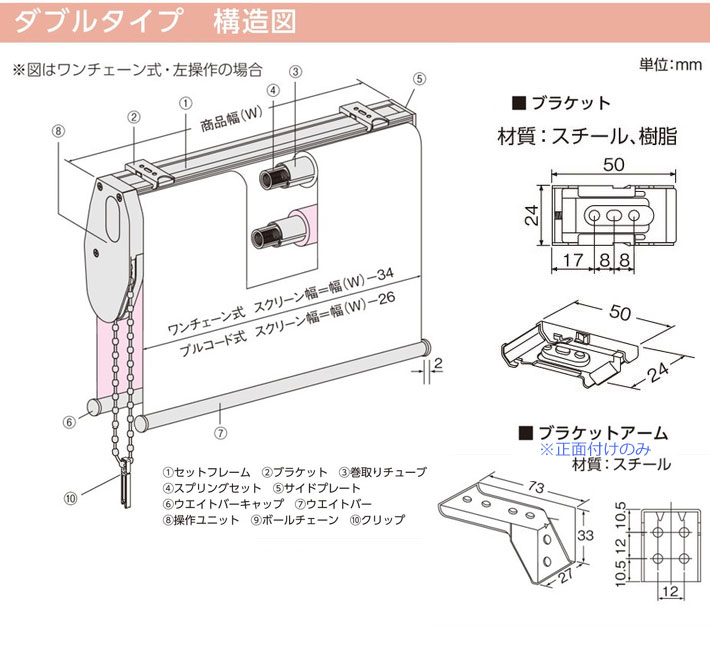 ニチベイ ロールスクリーン ポポラファン ダブルタイプ 標準仕様 ワン