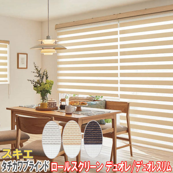 タチカワブラインド製 調光ロールスクリーンデュオレスリム/スキエ防炎 大きさ購入注文/全3色