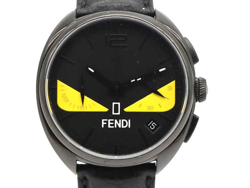 FENDI - フェンディ バグズアイ 腕時計 クロノグラフ クォーツ デイト 黒 紺 箱付き 02815-0b.jpg