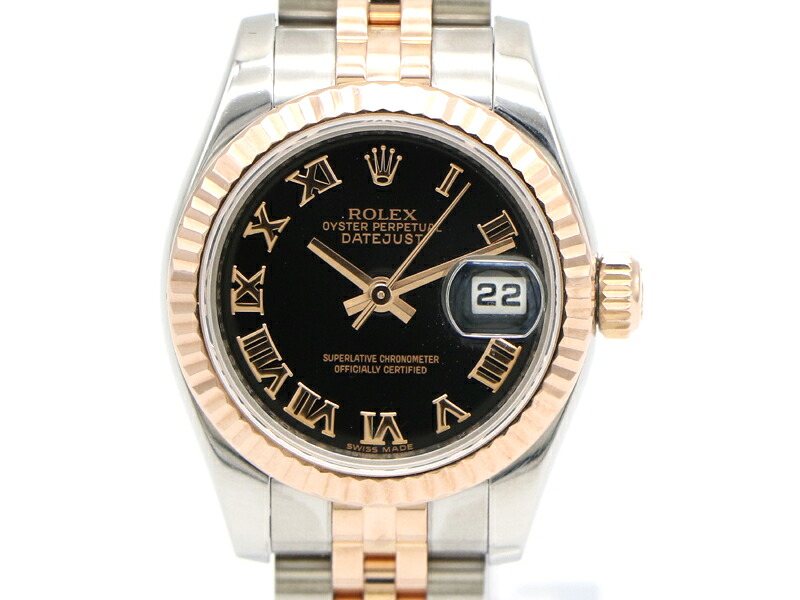 【 ロレックス ROLEX 】 腕時計 179171 デイトジャスト ランダム番 ルーレット K18PG/SS 自動巻 保 レディース 00504-1 中古 送料無料