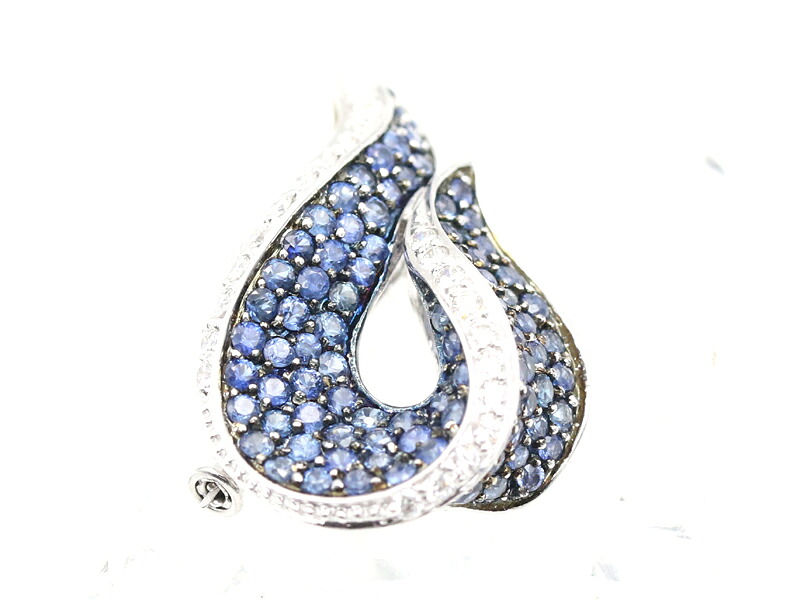 【 ホワイトゴールド K18WG 】 ペンダントトップ ブローチ サファイア 2.45ct ダイヤモンド 0.33ct 7.7g レディース ☆新着 70026-1 中古 送料無料