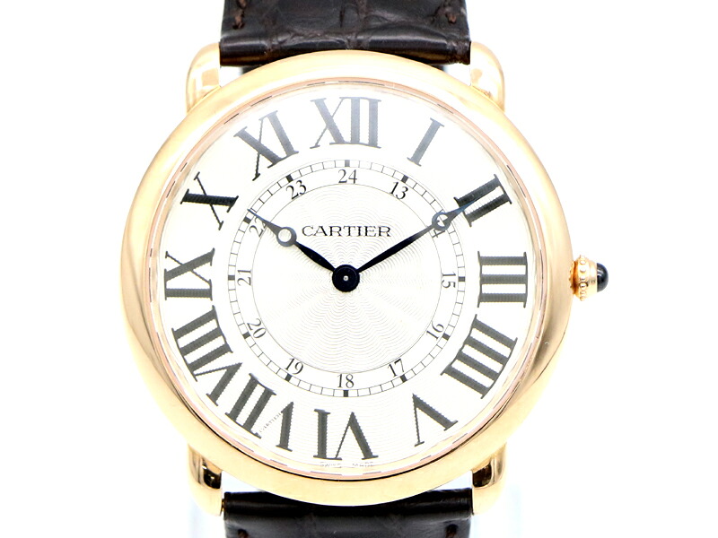 【 カルティエ CARTIER 】 腕時計 W6801004 ロンドルイ K18PG/革 手巻き メンズ 新着 60001-0 中古 送料無料