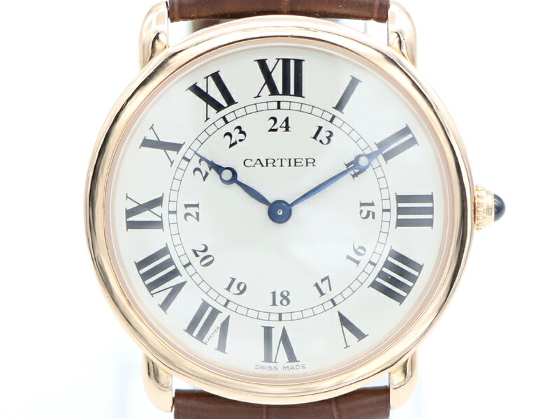 【 カルティエ CARTIER 】 ウオッチ W6800251 ロンドルイ K18PG/革 手一巻き 裏スケ メンズ 新着 70113-3 貨物輸送 無料 中古 メンズ腕時計-腕時計