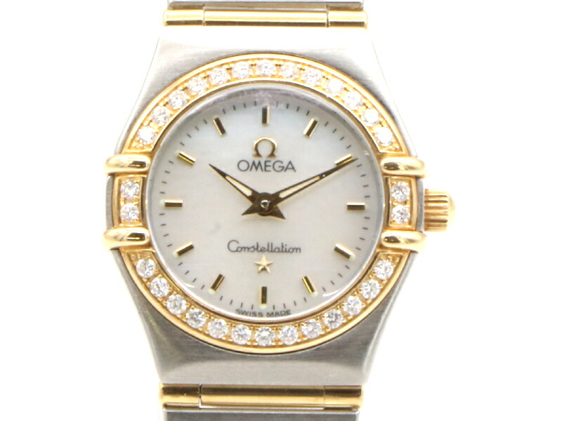 【 ゼロ OMEGA 】 ウオッチ 1267.30 コンステレーションミニ YG/SS ダイヤベゼル 石英 レディース □新着 01081-0 中古 貨物輸送無料