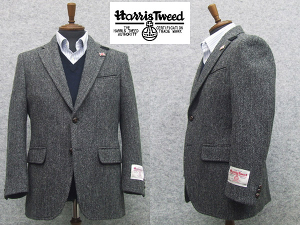 楽天市場 英国生地 Harris Tweed ハリスツイード ジャケット 日本製 Ab体 体 グレー系 杉綾 シングル2釦 秋冬物 Ht30 背広屋石k 楽天市場店