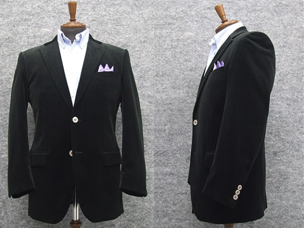 Credimi 黒 ベルベット ブレザー ジャケット メンズ 黒 テーラード