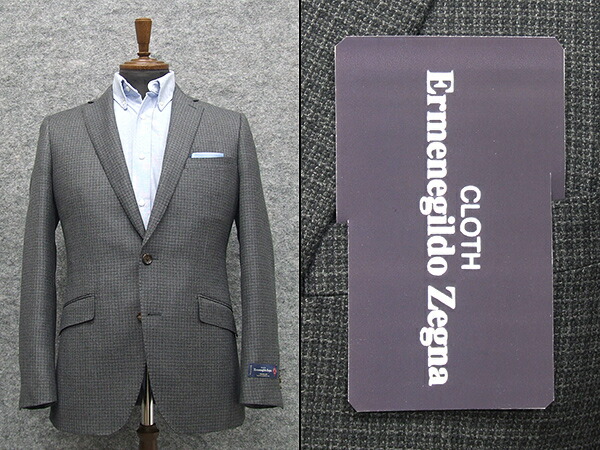 【販売終了8/31】秋冬物スタイリッシュ2釦ジャケット　[Ermenegildo Zegna]ゼニア生地 TRAVELLER使用　[A体][AB体]　グレー系小格子　メンズ　ezz05｜背広屋石K　店