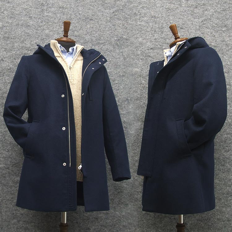 楽天市場】秋冬物 中綿ライナー付き/撥水 ステンカラーコート 黒