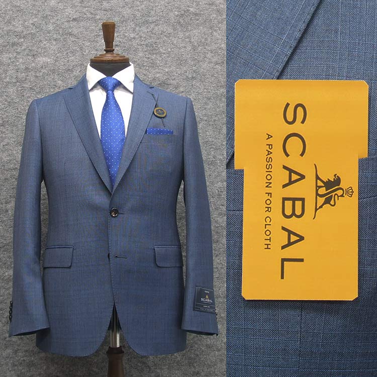 【楽天市場】秋冬物 [Scabal] スキャバル スタイリッシュ2釦シングルスーツ 青藍/窓枠格子 オーダー生地使用 日本製 [YA体][A体]  ロゴ裏地 メンズスーツ SCB-S02 : 背広屋石K 楽天市場店