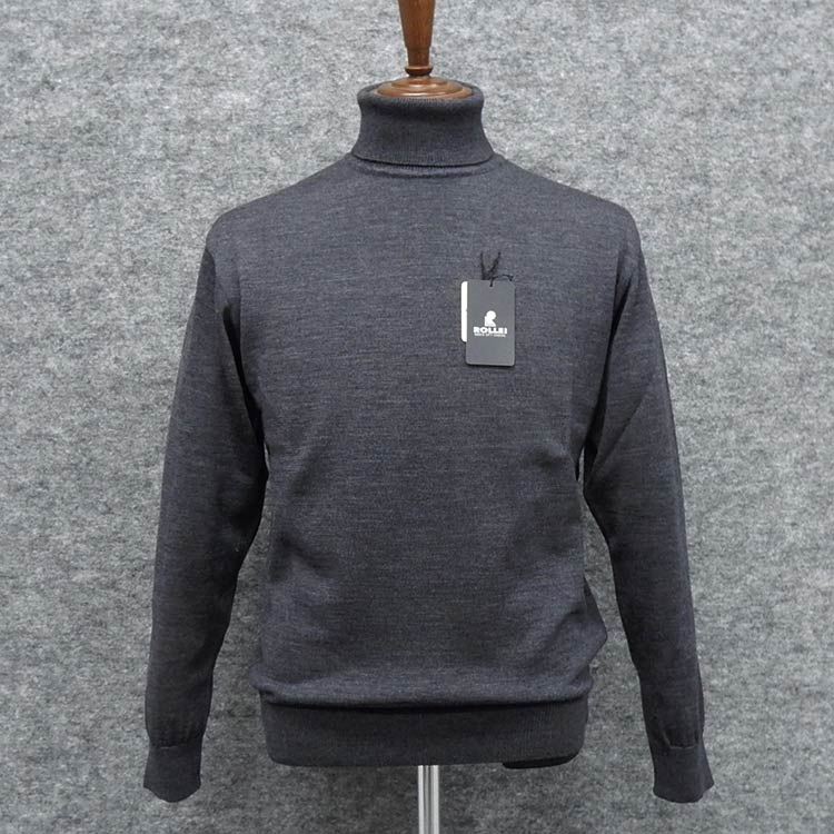 楽天市場】ニットセーター[ROLLEI] 日本製 炭黒/無地 タートルネック