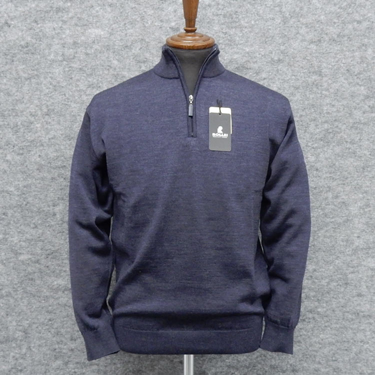 楽天市場】ニットセーター[ROLLEI] 日本製 紺/無地 10G タートルネック