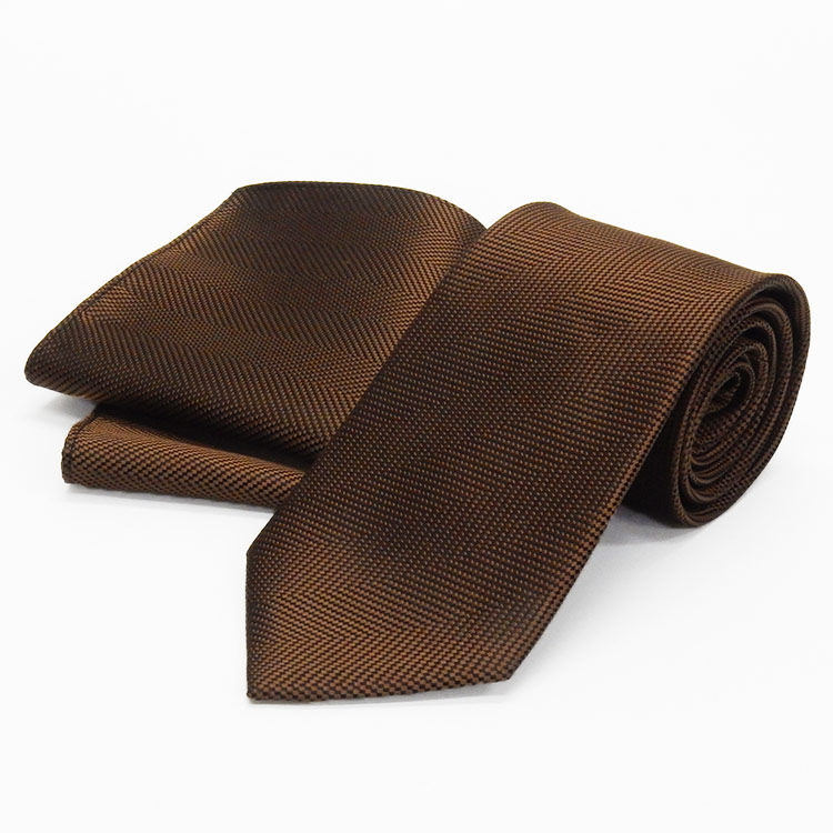 楽天市場】西陣織 ネクタイ チーフ付 濃オレンジ×黒 ヘリンボーン風