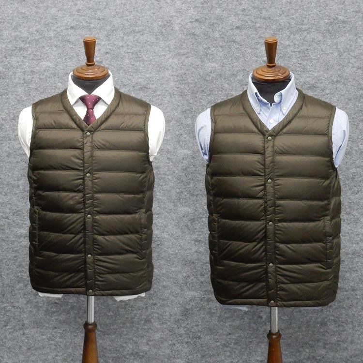 楽天市場】インナーダウンベスト 黄土系カーキ ダウン90％/フェザー10