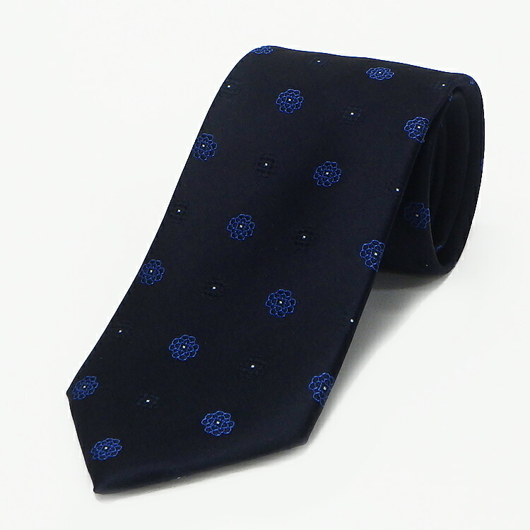 究極の西陣織　オールシルクネクタイ　濃紺×ワイン/花小紋　抜群の締め心地　メール便送料無料　NJ-SLK03-WN nj-slk03-bl.jpg