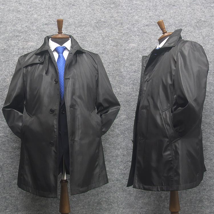 秋冬物　中綿ライナー付き/撥水　ステンカラーコート　黒　ビジネス＆カジュアル　メンズ　BF18701-09｜背広屋石K　店