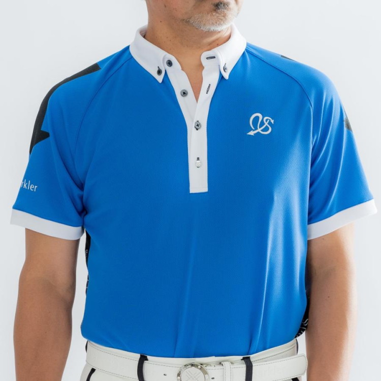 SSparkler（スパークラー） ゴルフ御召しもの スポーツシャツ メンズ 半袖 ◆青×白◆名取り草落ち込む  貨物輸送無料 SPKG-S03-blu