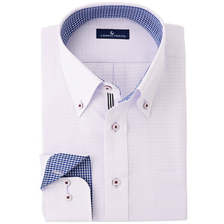 [a.v.v HOMME]長袖ドレスシャツ　白ドビー/ヘリンボーン　ワイドカラー　形態安定　ビッグサイズ　メンズ　avv-big05 ■4L■ ワイシャツ メンズ 長袖 形態安定 ボタンダウン グレー