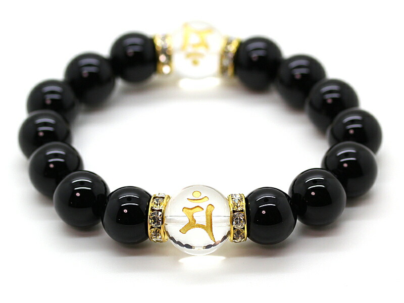 楽天市場】丑虎生まれ 金彫り守護梵字 水晶 14mm 天然石 オニキス