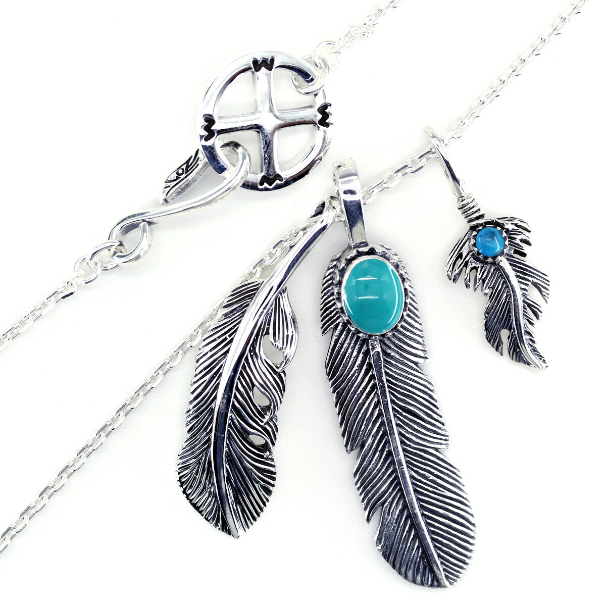 楽天市場】ターコイズ シルバー 925 フェザー ネックレス イーグル