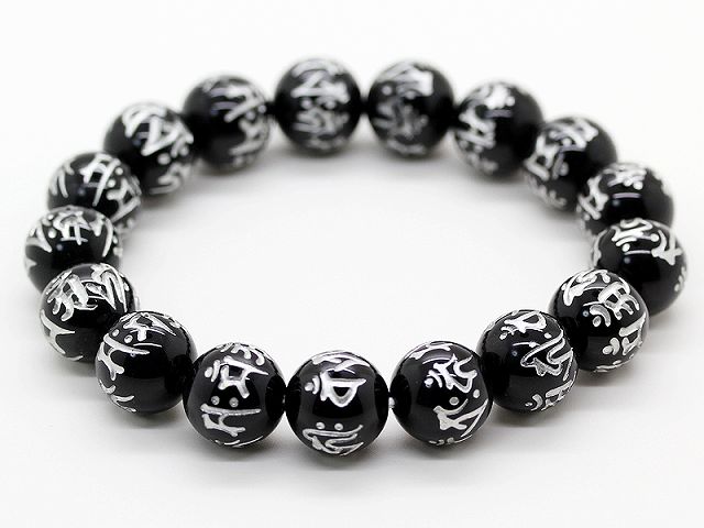 楽天市場】オニキス 14mm 金彫り 南無阿弥陀仏 仏教 数珠