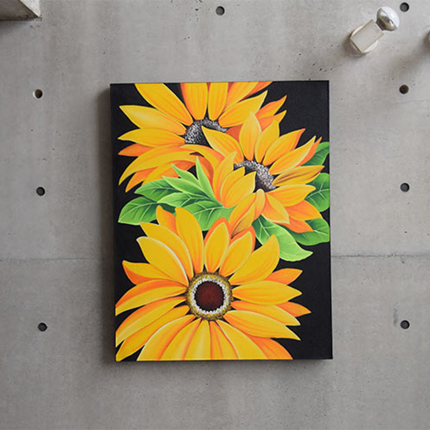 バリアート 絵画 アートパネル アクリル画 ひまわり 壁掛け モダン アジアン 北欧 インテリア バリ リゾート おしゃれ 玄関 リビング ダイニング 寝室 アジアン雑貨 抽象画 バリ絵画a38 Andapt Com