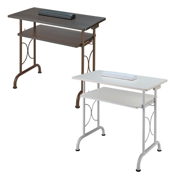 【送料無料】ネイルテーブル デュエット ブラウン/ホワイト 高さ76幅90奥行50cm